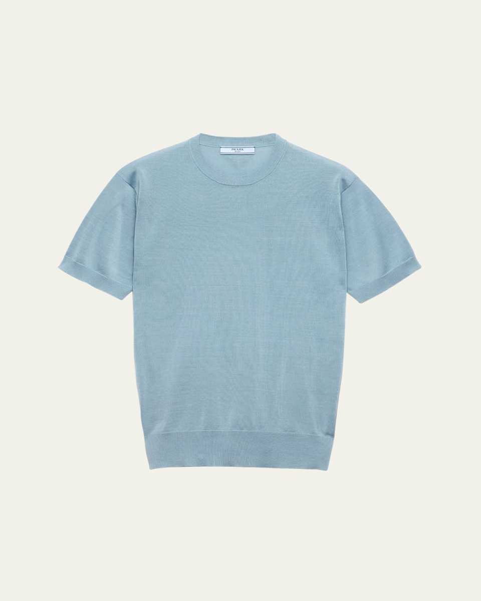 Cotton Short-Sleeve Sweater